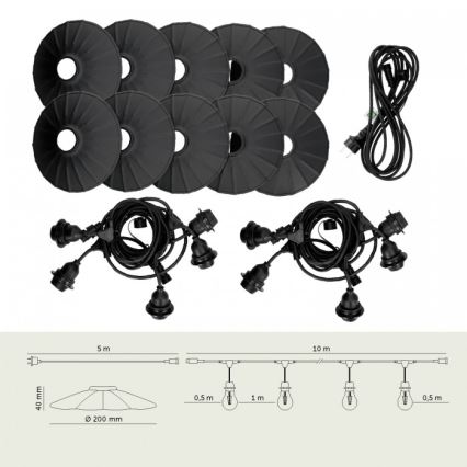 Уличная декоративная гирлянда CRETE 10xE27/230V 15m IP44