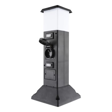 Уличная лампа с 2 розетками 1xE14/15W/230V IP44 черный