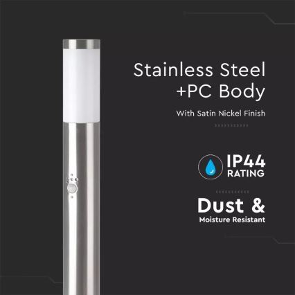 Уличная лампа с датчиком 1xE27/60W/230V IP44 80 см матовый хром