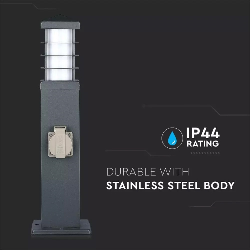 Уличная лампа с розетками SCHUKO 1xE27/13W/230V IP44