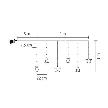 Уличная LED-гирлянда, 186 светодиодов, длина 7 м, степень защиты IP44, холодный белый