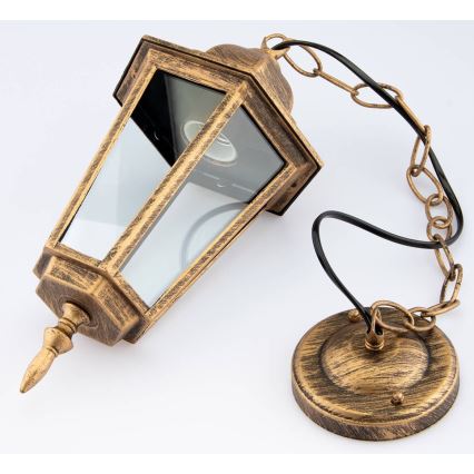 Уличная люстра на цепи 1xE27/60W/230V IP44 золотая