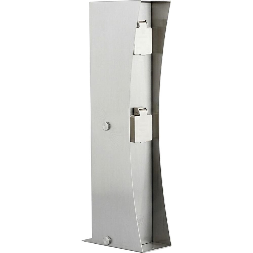 Уличная стойка с 2 розетками SCHUKO, 230 В, IP44, матовый хром