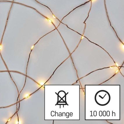 Уличная светодиодная гирлянда 100xLED/15m IP44 тёплый белый
