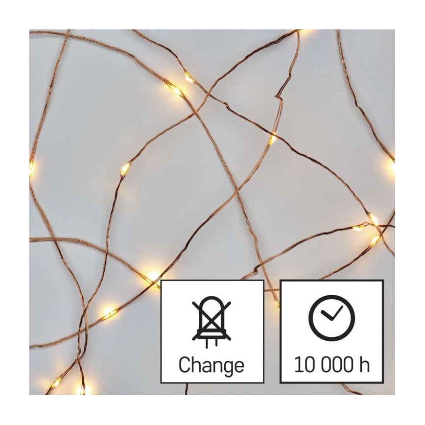 Уличная светодиодная гирлянда 100xLED/15m IP44 тёплый белый