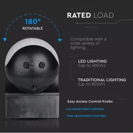 Уличный датчик движения 230V IP44 черный