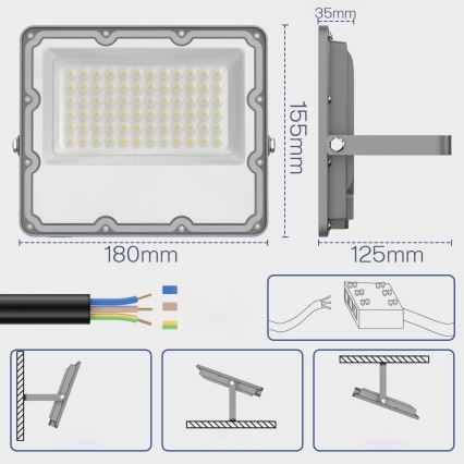 Уличный LED-прожектор LED/50W/230V 4500K IP65 серый