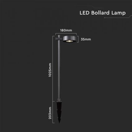 Уличный LED-светильник LED/7W/230V 3000K IP65, черный, 102 см