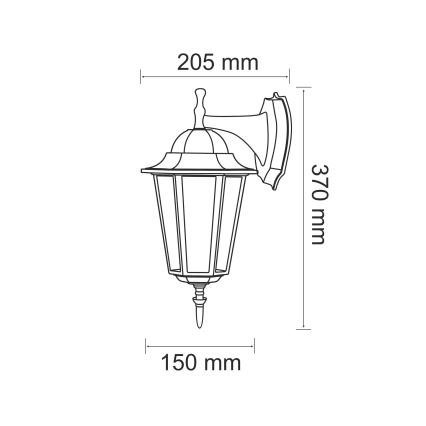Уличный настенный светильник 1xE27/20W/230V IP43 патина