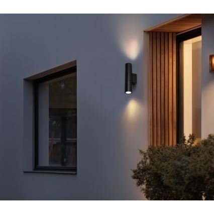 Уличный настенный светильник 2xGU10/35W/230V IP54 круглый черный