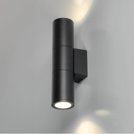 Уличный настенный светильник 2xGU10/35W/230V IP54 круглый черный