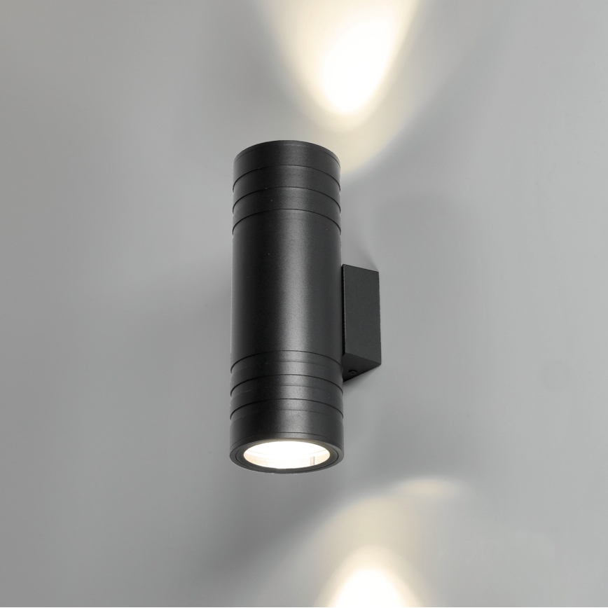 Уличный настенный светильник 2xGU10/35W/230V IP54 круглый черный
