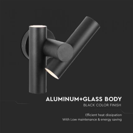 Светодиодный уличный настенный поворотный светильник 2xLED/3W/230V 4000K IP44 черный