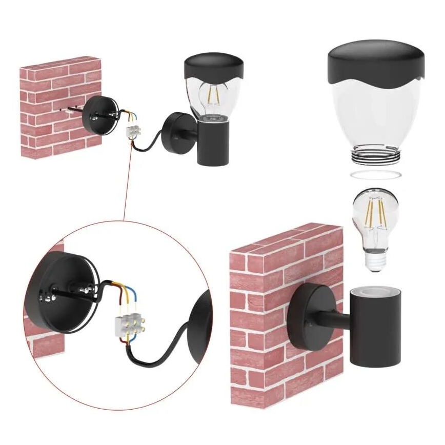 Уличный настенный светильник с датчиком ARTEO 1xE27/15W/230V IP44