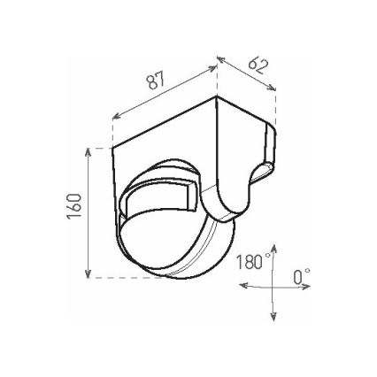 Уличный PIR-датчик движения 1200 Вт/230 В IP44, черный