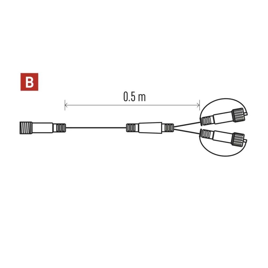 Уличный разветвительный кабель для соединительных гирлянд, 0,5 м, IP44