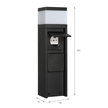 Уличный светильник с 2 розетками VESPER 1xG9/5W/230V IP44 30 см, чёрный