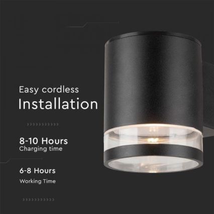 Уличный светодиодный настенный светильник на солнечной батарее LED/1W/3,7V 3000K IP54 1200 mAh черный