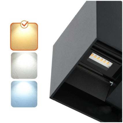 Уличный светодиодный настенный светильник QUERK 2xLED/3W/230V 3000K IP54 черный