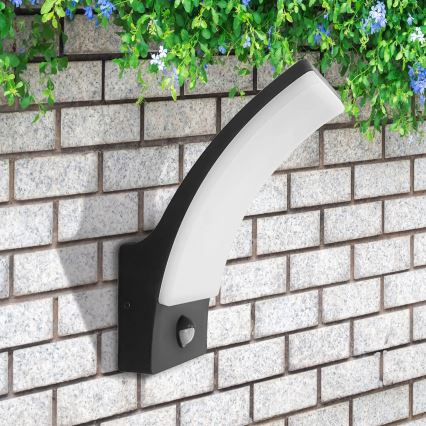 Уличный светодиодный настенный светильник с датчиком AMY LED/12W/230V IP44 черный