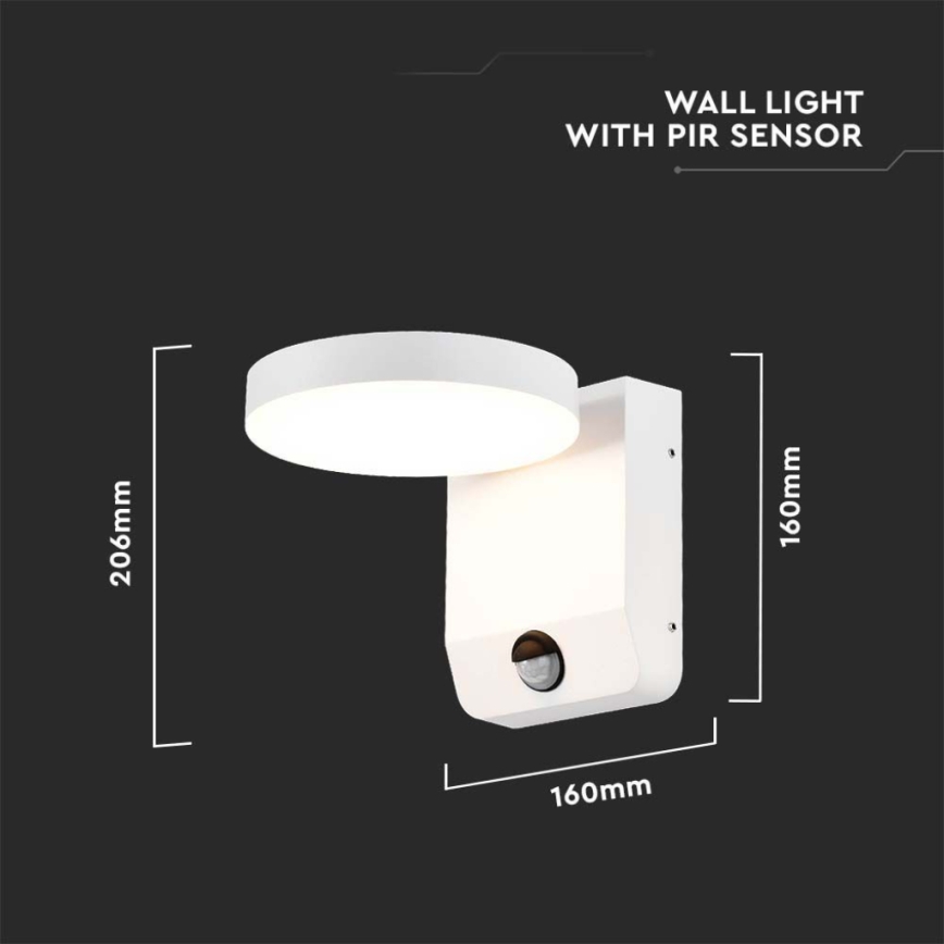 Уличный светодиодный настенный гибкий светильник с датчиком LED/17W/230V IP65 3000K белый