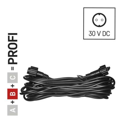 Уличный удлинительный кабель для соединительных гирлянд, 10 м, IP44, чёрный
