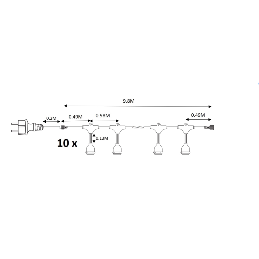 Уличная декоративная гирлянда GARLAND 10xE27/15W/230V 10 м IP44