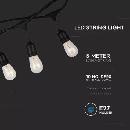 Уличная гирлянда STRING 5 м 10xE27/40W/230V IP54