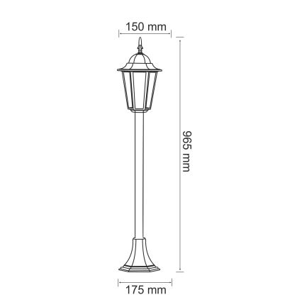 Уличная лампа 1xE27/20W/230V IP43 96,5 см черный