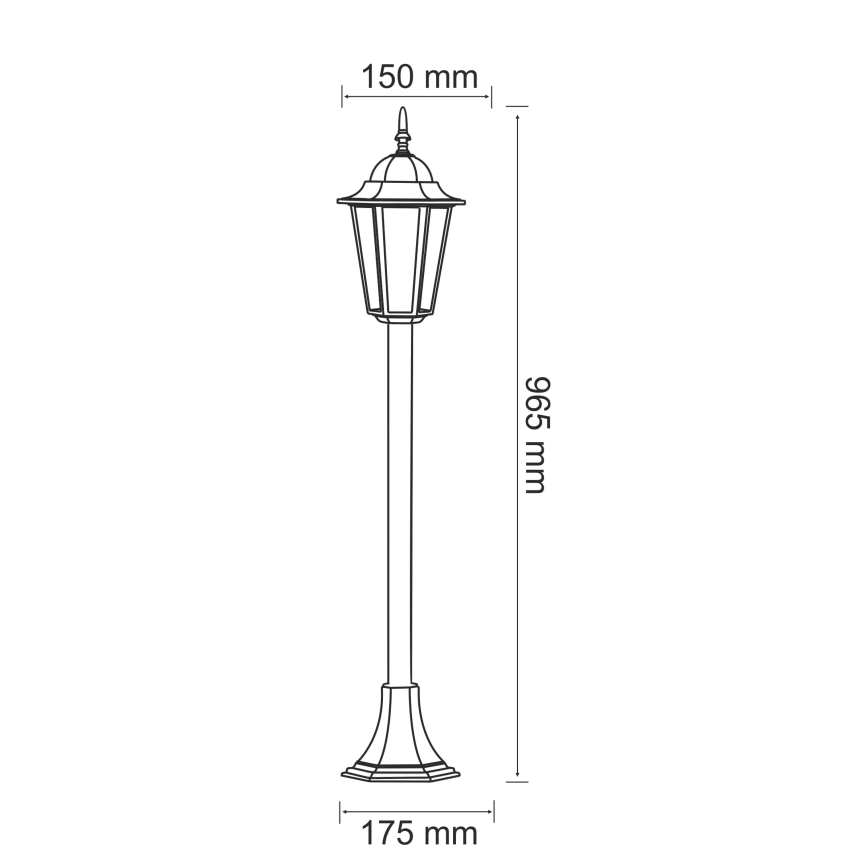 Уличная лампа 1xE27/20W/230V IP43 96,5 см черный