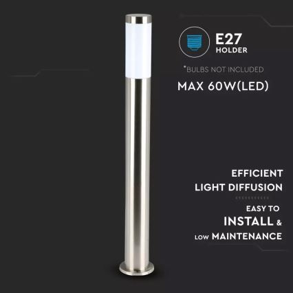 Уличная лампа 1xE27/60W/230V IP44 80см матовый хром