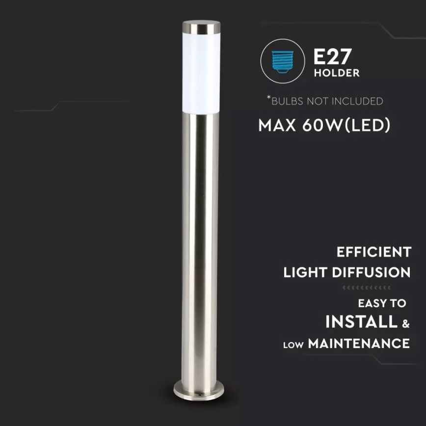 Уличная лампа 1xE27/60W/230V IP44 80см матовый хром