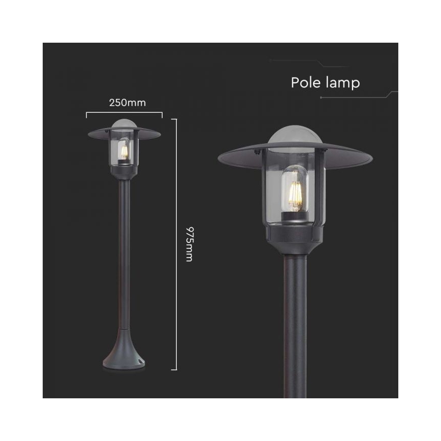 Уличная лампа 1xE27/60W/230V IP44 черный