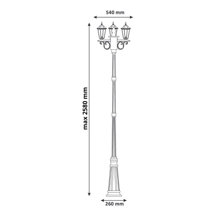 Уличная лампа 3xE27/20W/230V IP43 2,58 м черный