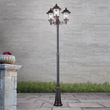 Уличная лампа KENZO 3xE27/100W/230V IP44 бронзовый/патина