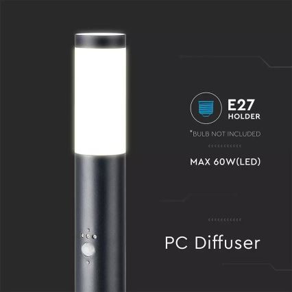 Уличная лампа с датчиком 1xE27/60W/230V IP44 110 см черный
