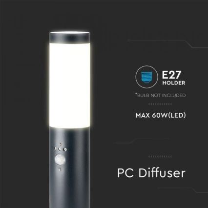 Уличная лампа с датчиком 1xE27/60W/230V IP44 45 см антрацит