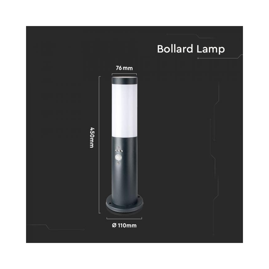 Уличная лампа с датчиком 1xE27/60W/230V IP44 45 см антрацит