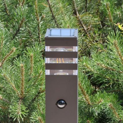 Уличная лампа с датчиком TEKSAS 1xE27/12W/230V IP44 74 см графит