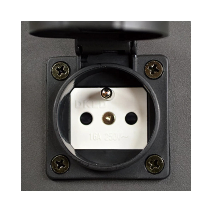 Уличная лампа с розеткой NEW YORK 1xE27/12W/230V IP44 44 см антрацит