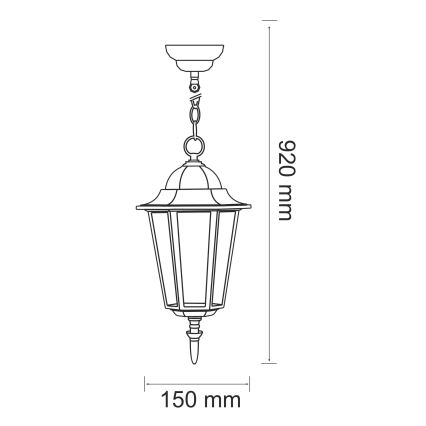 Уличная люстра 1xE27/60W/230V патина