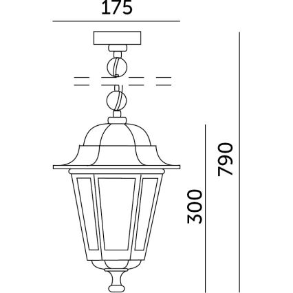 Уличная люстра на цепи 1xE27/60W/230V черная