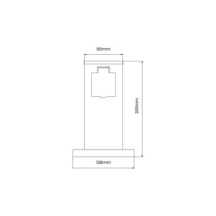 Уличная розеточная колонна 1Z SCHUKO 230V IP44 20 см черный