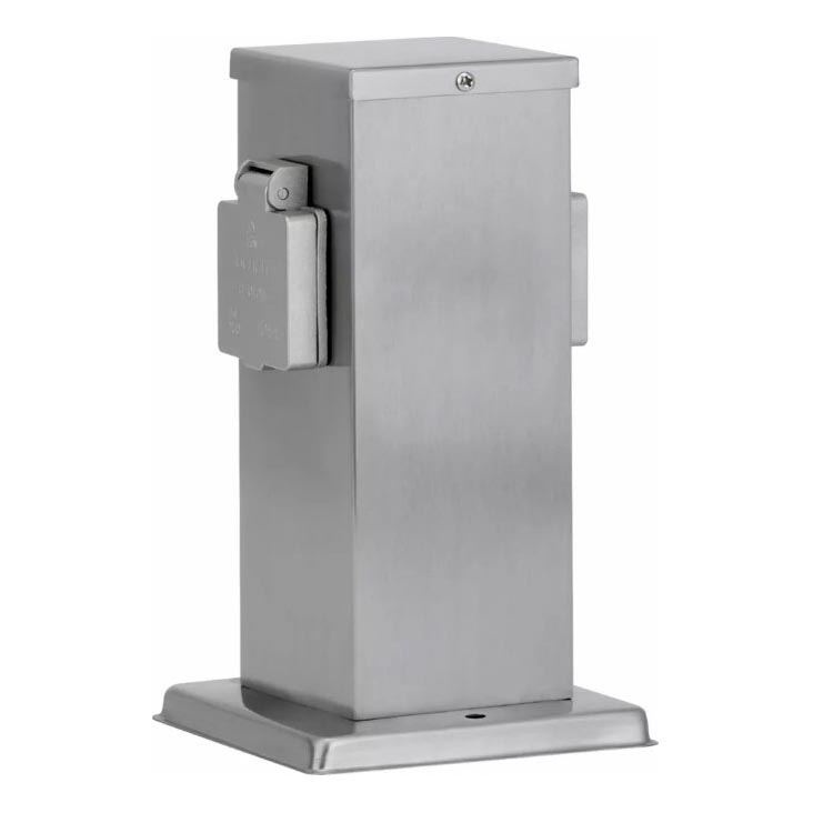 Уличная розеточная колонна 2Z SCHUKO 230V матовый хром IP44