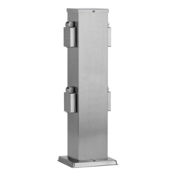 Уличная розеточная колонна 4Z SCHUKO 230V матовый хром IP44