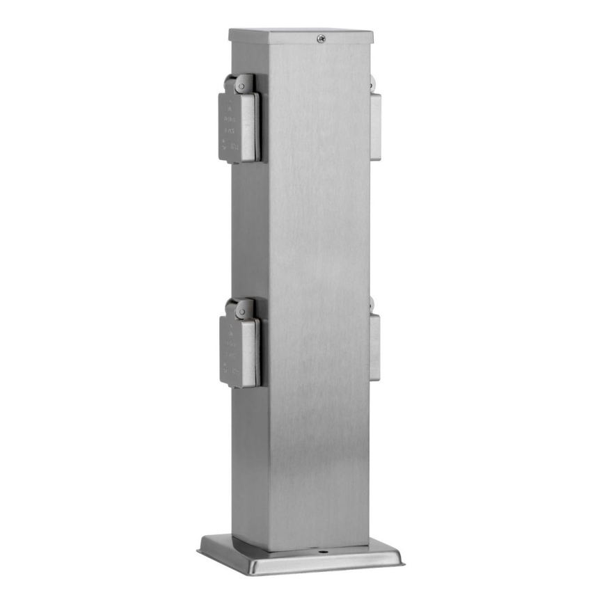 Уличная розеточная колонна 4Z SCHUKO 230V матовый хром IP44