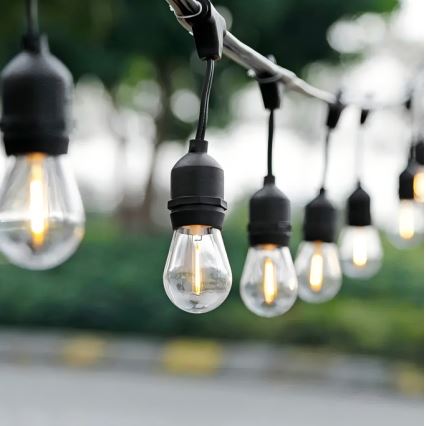 Уличная светодиодная декоративная гирлянда 20xE27/1W/230V 20 m IP65 черная