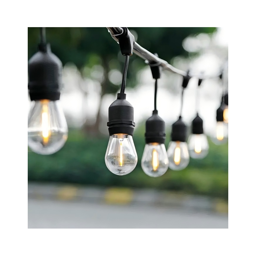 Уличная светодиодная декоративная гирлянда 20xE27/1W/230V 20 m IP65 черная