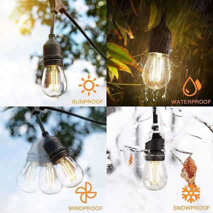 Уличная светодиодная декоративная гирлянда 20xE27/1W/230V 20 m IP65 черная