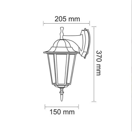 Уличный настенный светильник 1xE27/20W/230V IP43 черный